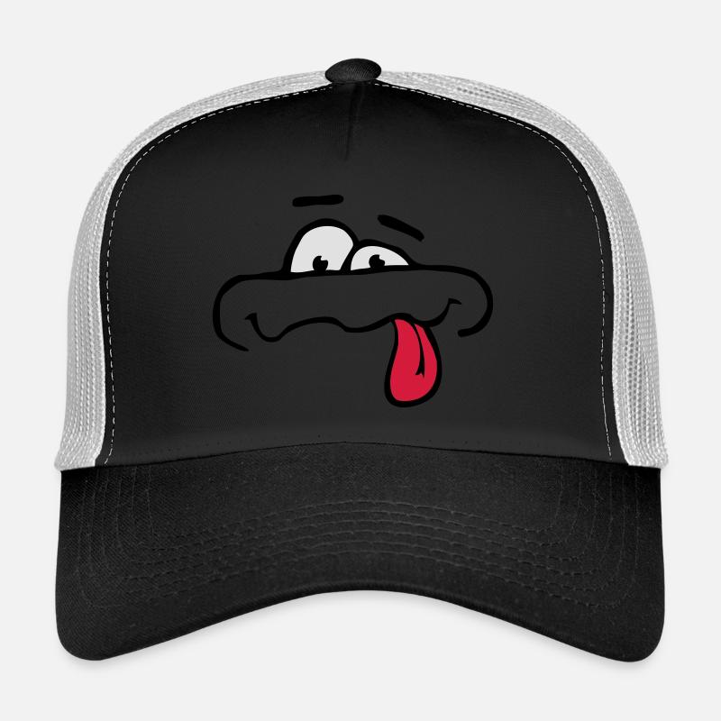 Drôle de bande dessinée Visage Langue Sortir Casquette trucker 