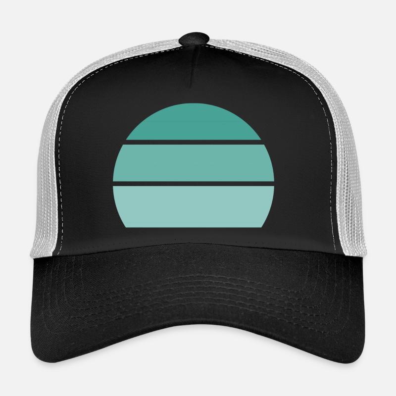 Bleu - coucher de soleil - Casquette trucker  - noir/gris pierre