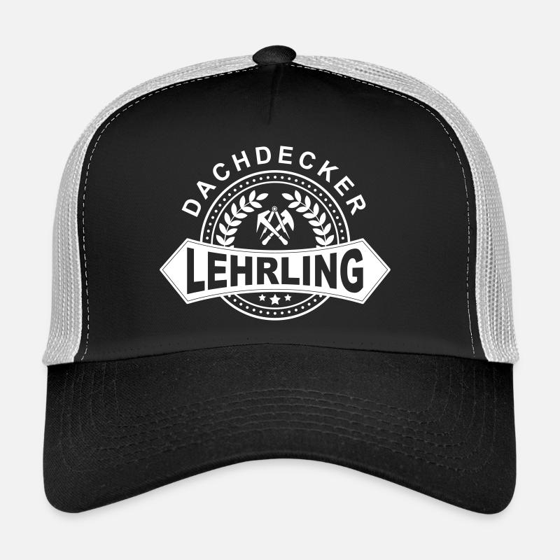 Dachdecker Lehrling Lorbeerkranz mit Zunftzeichen - Trucker Cap - Schwarz/Steingrau