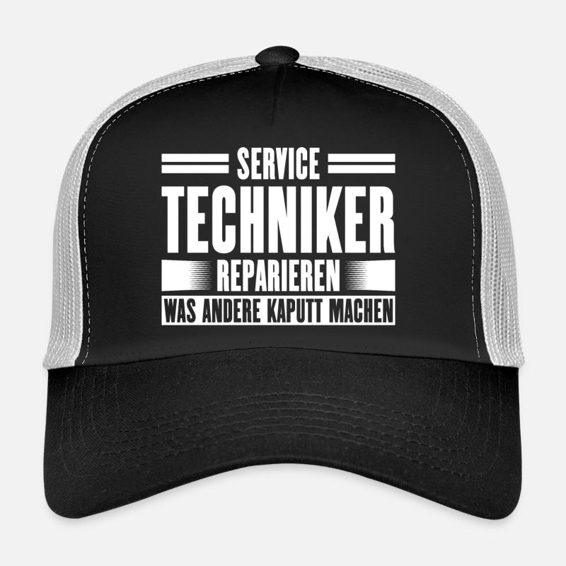 Servicetechniker Support Lösung Spruch Service - Trucker Cap - Schwarz/Steingrau