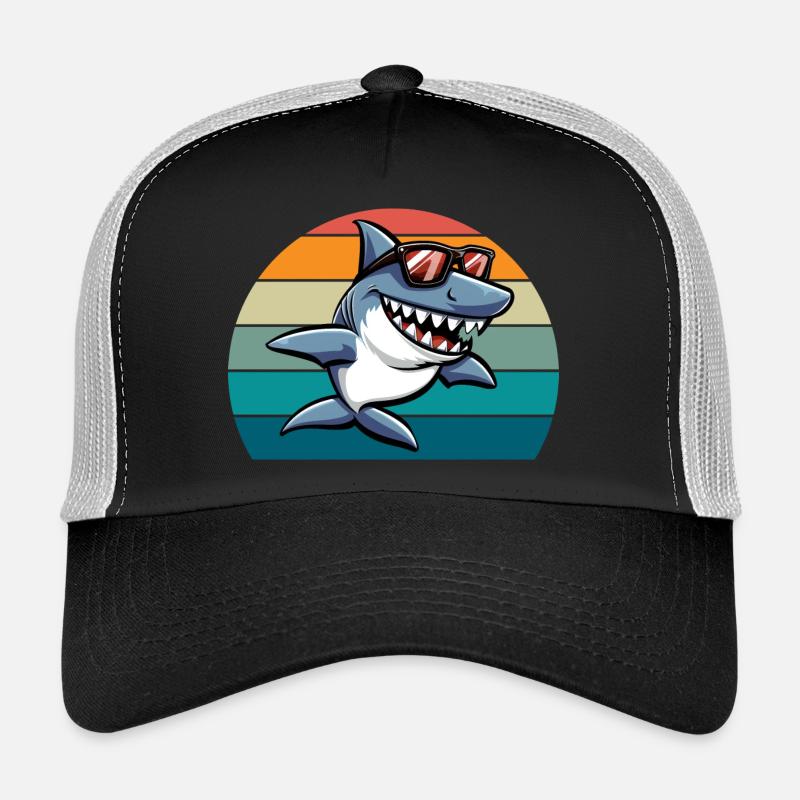 requin rétro drôle plage d’été Casquette trucker 