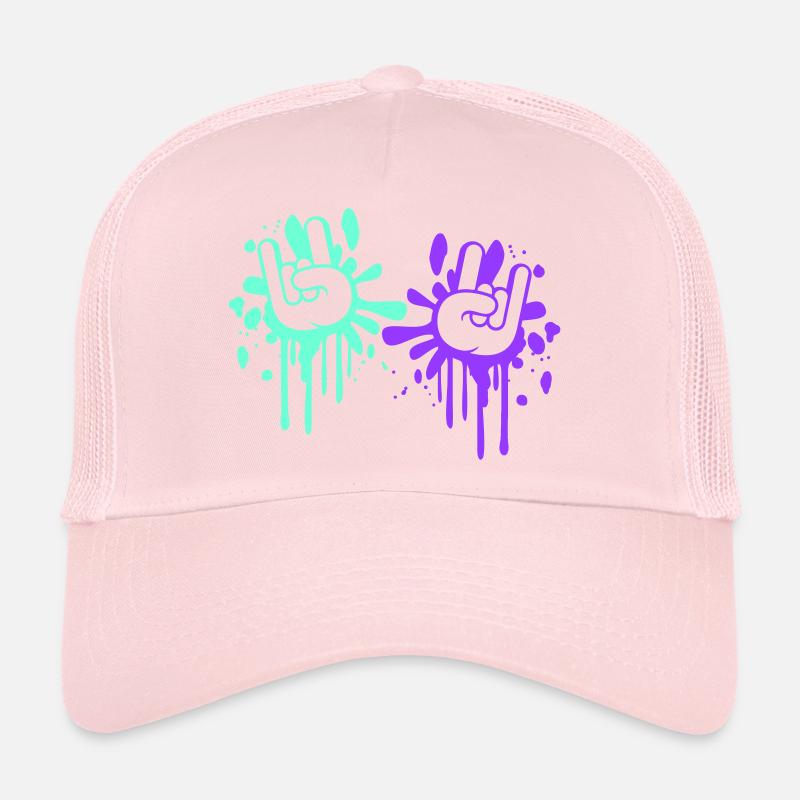 2 Heavy Metal Hard Rock Graffiti Hörner Handgesten Trucker Cap