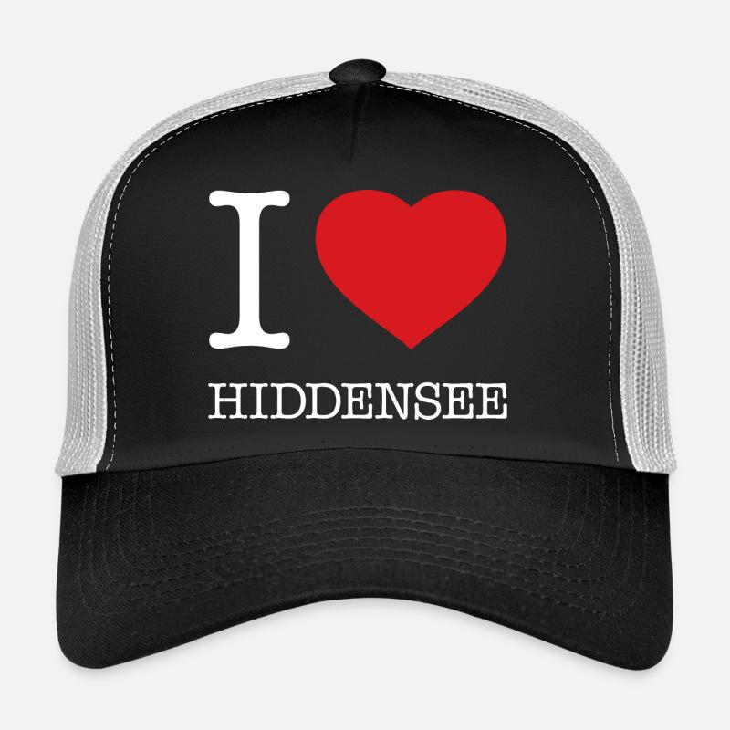 I LOVE HIDDENSEE - Trucker Cap - Schwarz/Steingrau