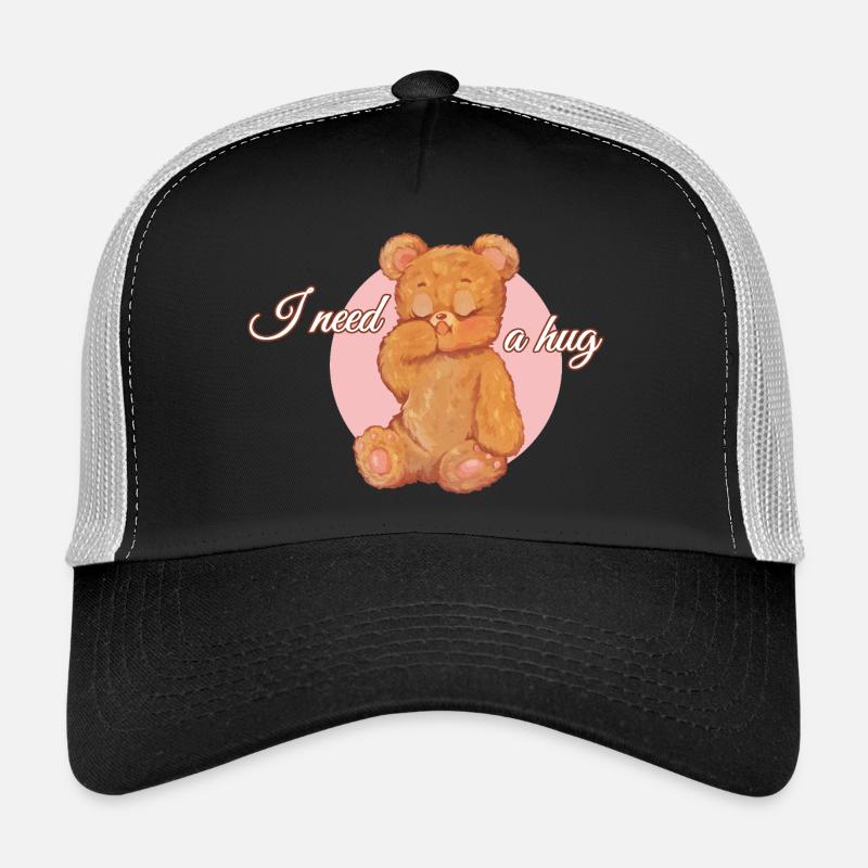 I need a hug - teddybear - Trucker Cap - Schwarz/Steingrau