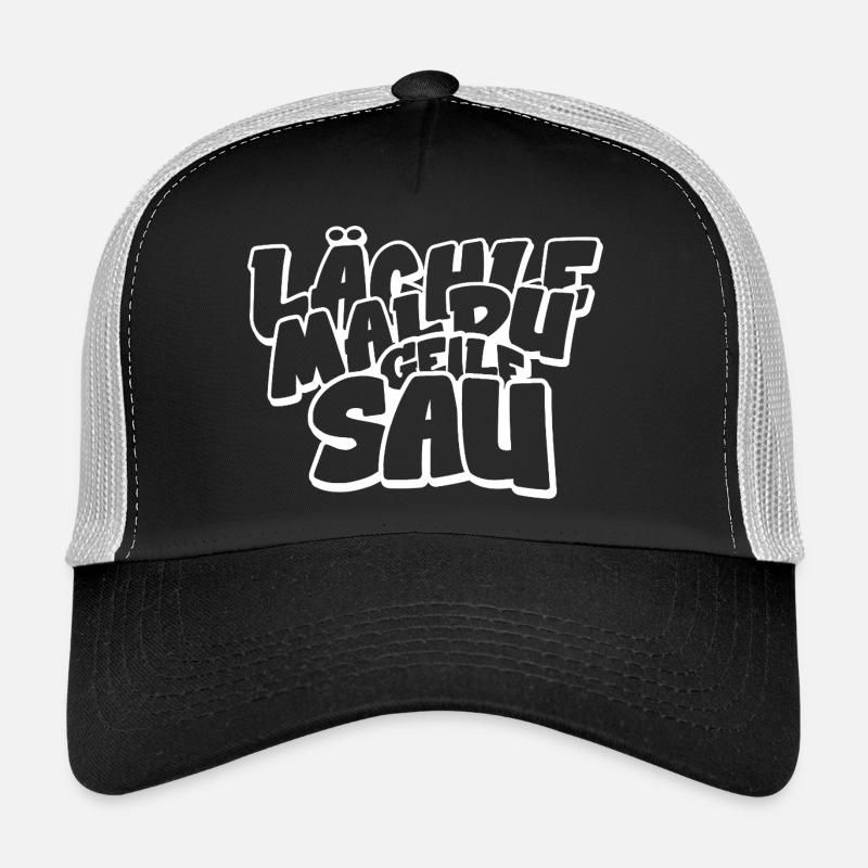Lächle mal du geile Sau lustiger Spruch - Trucker Cap - Schwarz/Steingrau