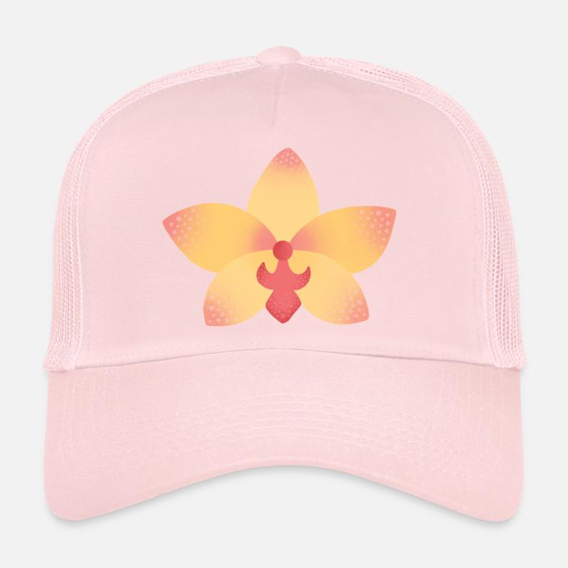fleur d’orchidée rose orangé Casquette trucker 