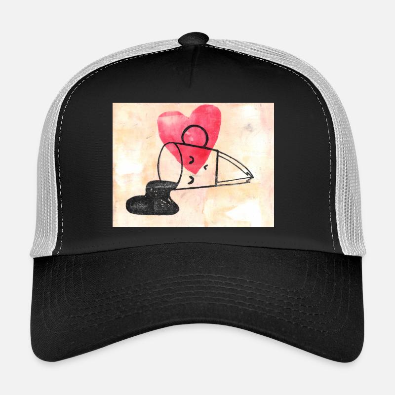 Herzmotiv mit  Linienkunst verliebte Kaffeetasse Trucker Cap