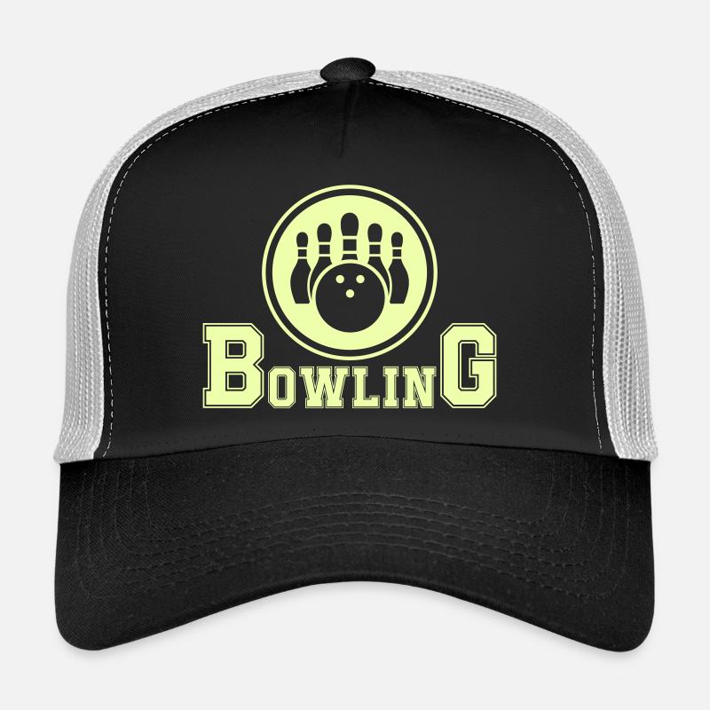 Design de bowling rétro en vert fluo Casquette trucker 