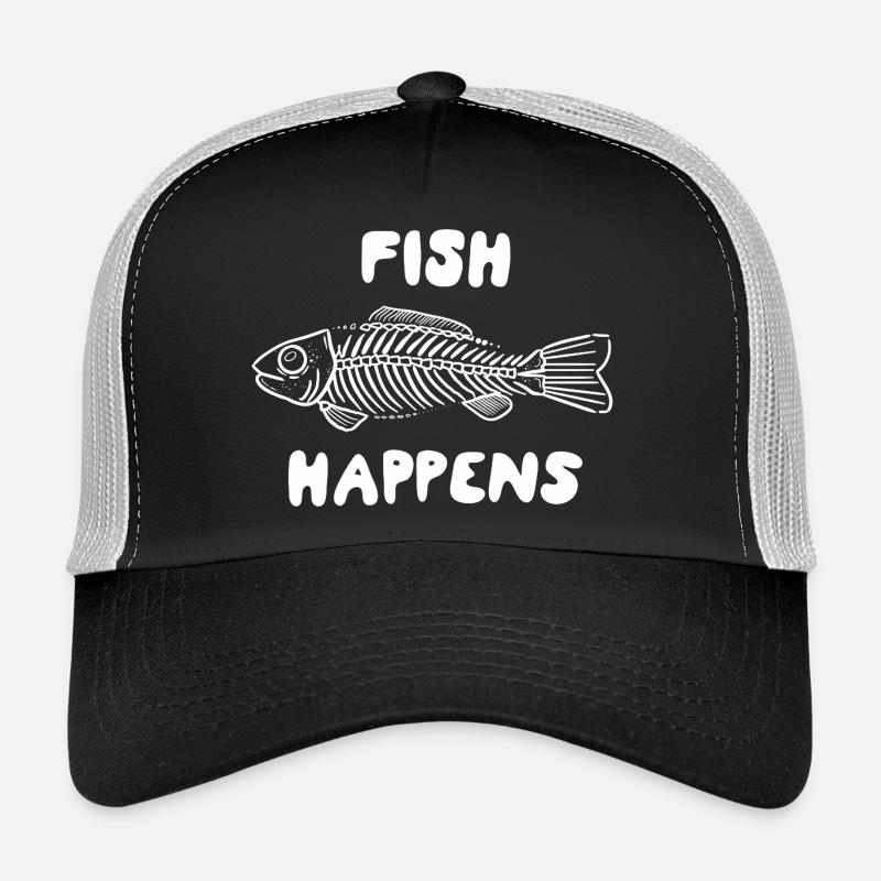 Fish Happens – Funny Fish Skeleton Design Trucker Cap