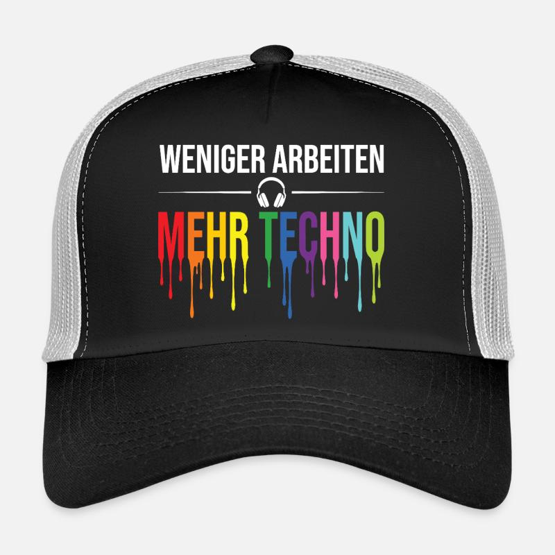 Less work, more techno – Rave Statement Trucker Cap