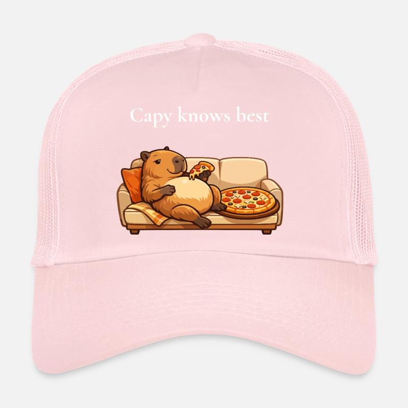 Capybara avec pizza sur canapé Casquette trucker 