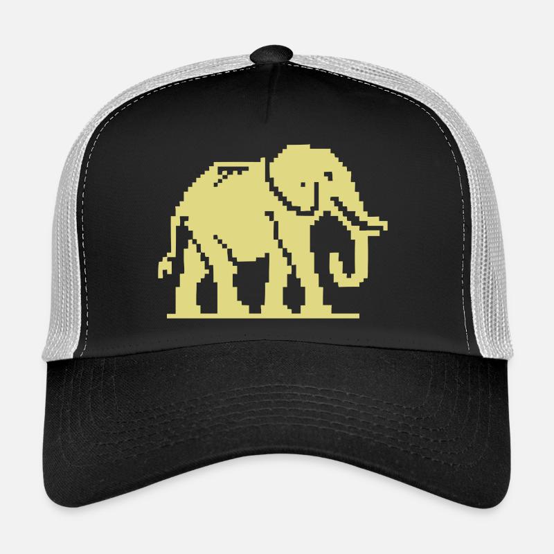 Pixel Elephant Jaune Rétro Casquette trucker 
