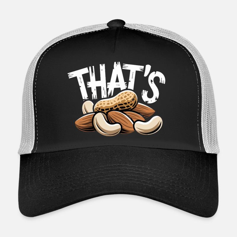 THAT'S Lustiger Nuss Spruch mit Erdnuss Mandeln - Trucker Cap - Schwarz/Steingrau