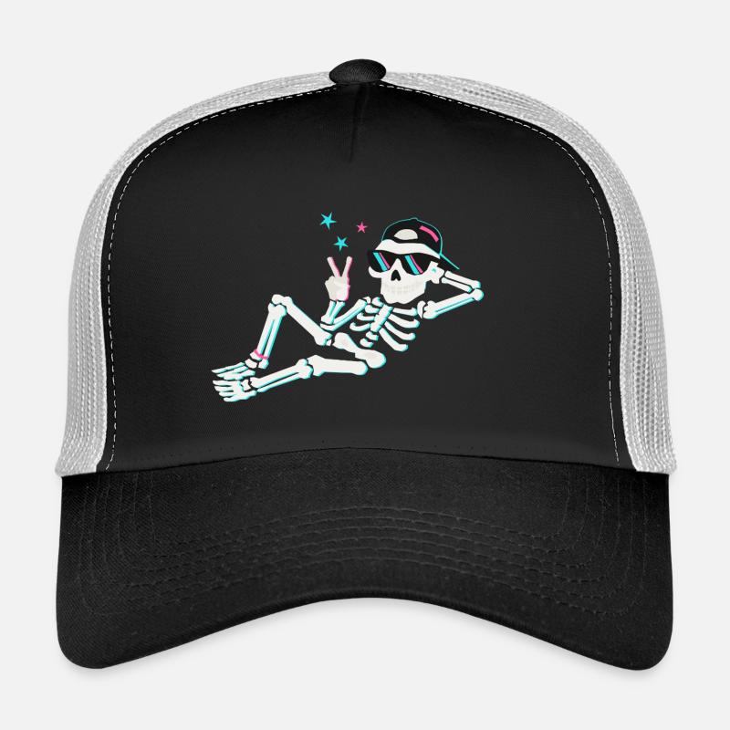 Skeleton neon peace – retro energy Trucker Cap