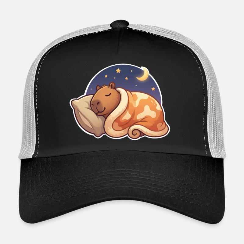 Capybara Schlafen - Trucker Cap - Schwarz/Steingrau
