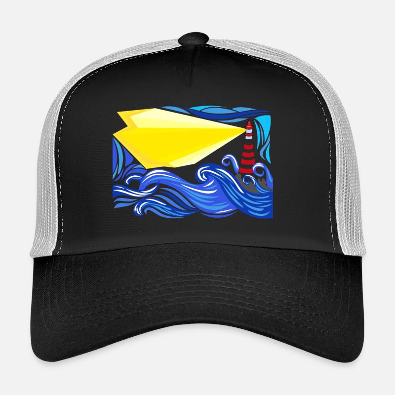 mer dans la tempête avec le phare Casquette trucker 