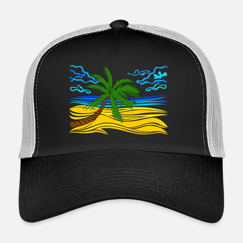 palmier sur la plage Casquette trucker 