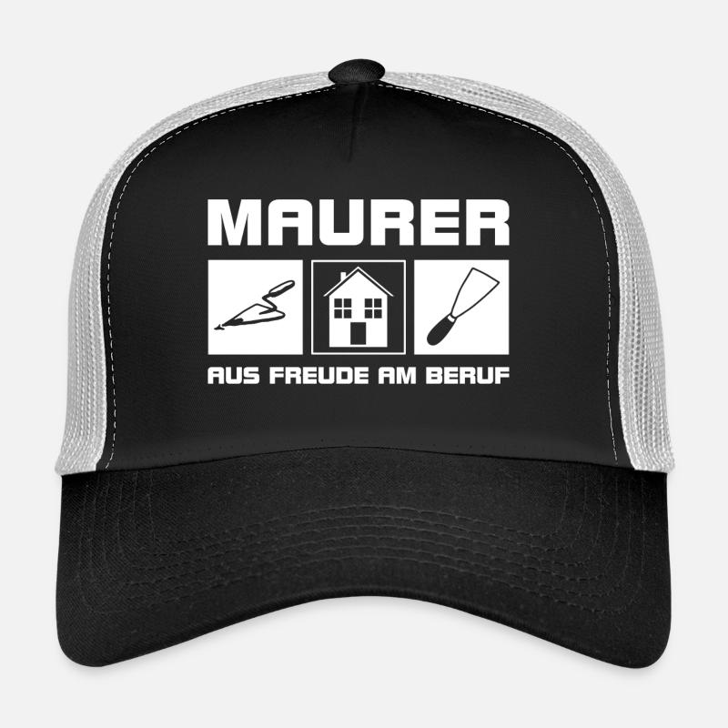 Maurer - Aus Freude am Beruf - Trucker Cap - Schwarz/Steingrau