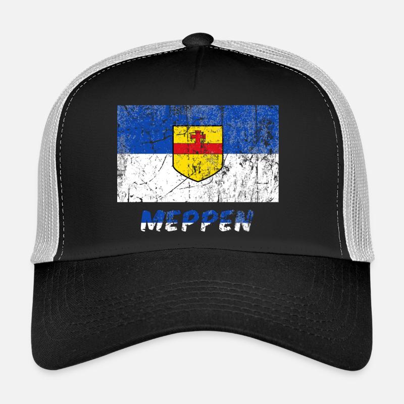 Stadtfahne Meppen Stadtfahne Drapeau Flagge - Trucker Cap - Schwarz/Steingrau