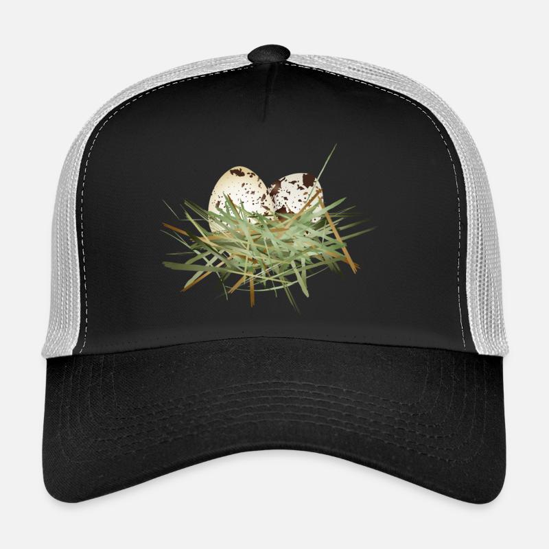 deux œufs de caille dans le nid de foin Casquette trucker 