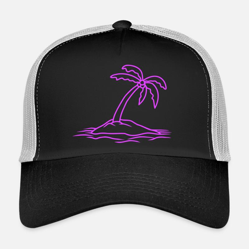 Palm Tree Island Tree Plage Vacances Noix de Mer Cool Casquette trucker 