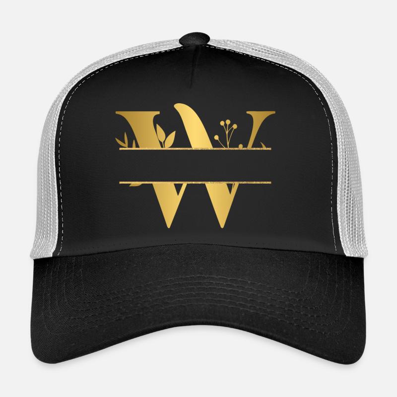 Personalisierter floraler vergoldeter Buchstabe w - Geschenkidee Trucker Cap