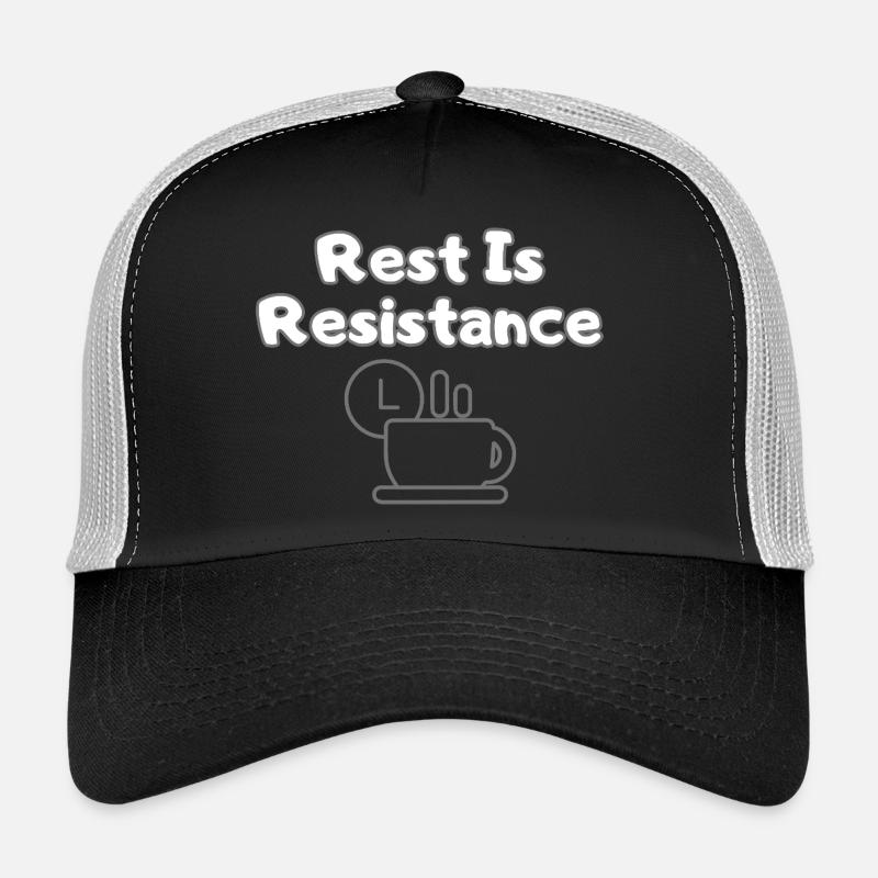 Rest Is Resistance – Anti-Stress Statement Tee Trucker Cap