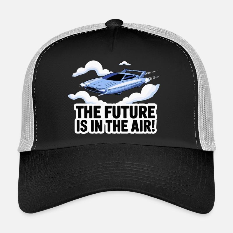 Retro Futuristic Flying Car Design Trucker Cap