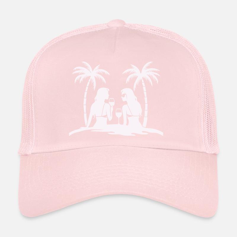 Silhouette style tropical beach night Trucker Cap