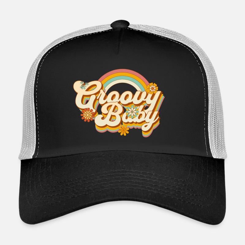 Retro Blumen-Design mit Regenbogen Trucker Cap