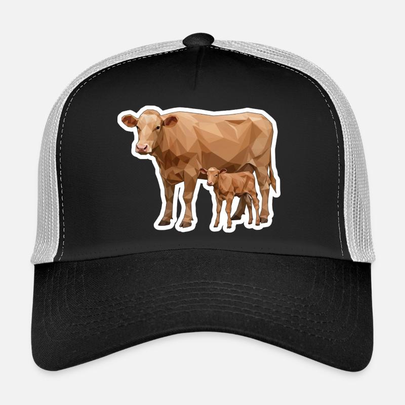 Vache et veau – L’art polygonal dans le style moderne Casquette trucker 
