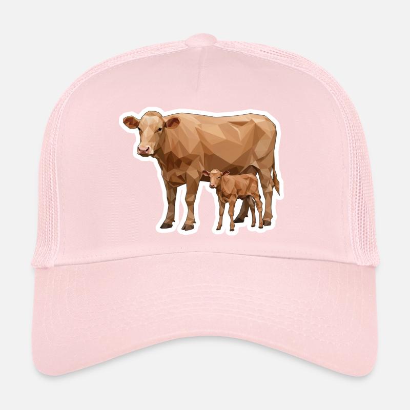 Cow and Calf – Polygon Art in Modern Style Trucker Cap