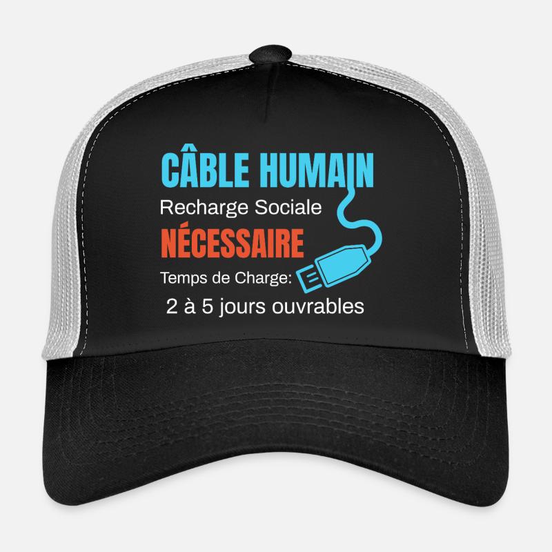 Human Cable Soziale Aufladung Humor - Trucker Cap - Schwarz/Steingrau