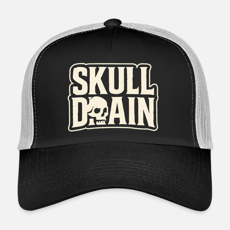 Skull Drain Vintage-Stil - Trucker Cap - Schwarz/Steingrau