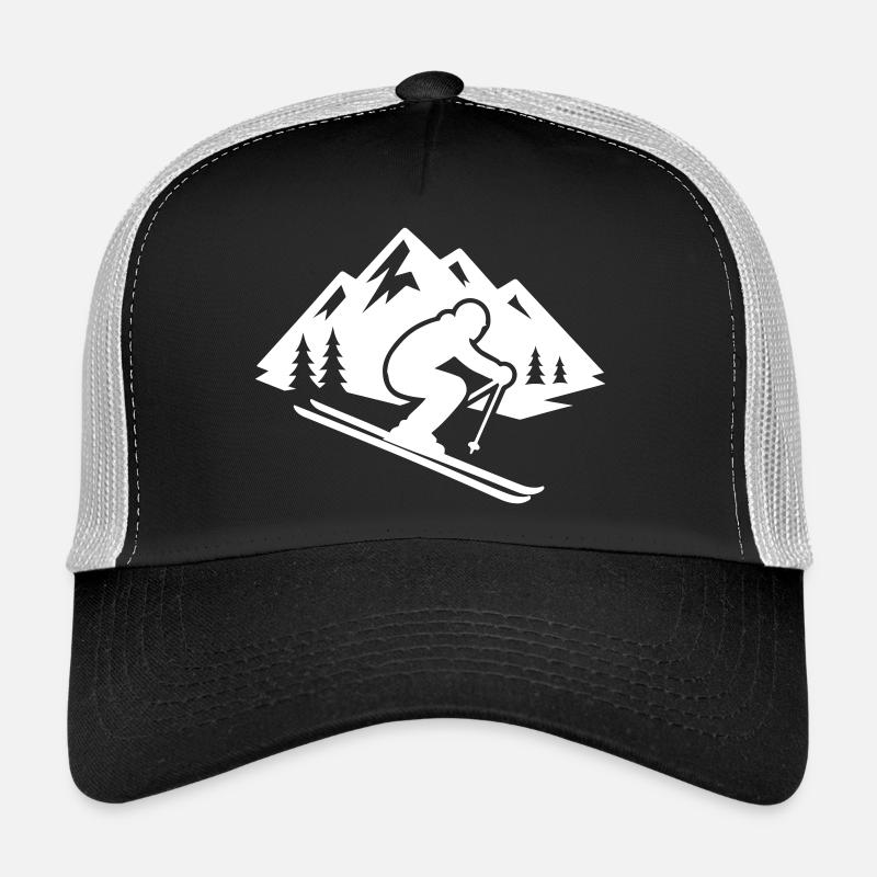 Piste Ski Silhouette Mountains Casquette trucker 