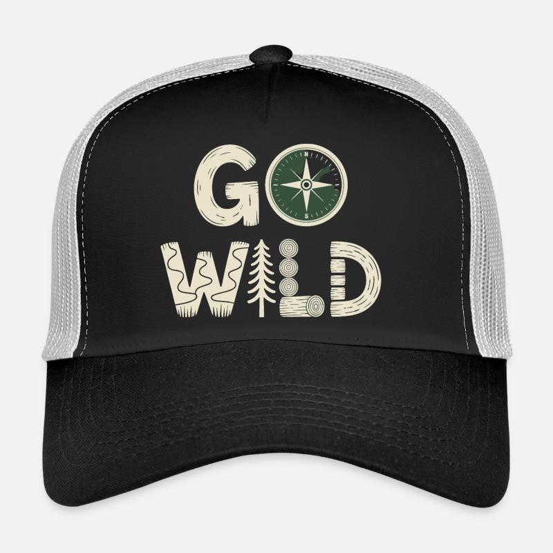  Go Wild Kompass Wald Natur Camping Wandern Trucker Cap