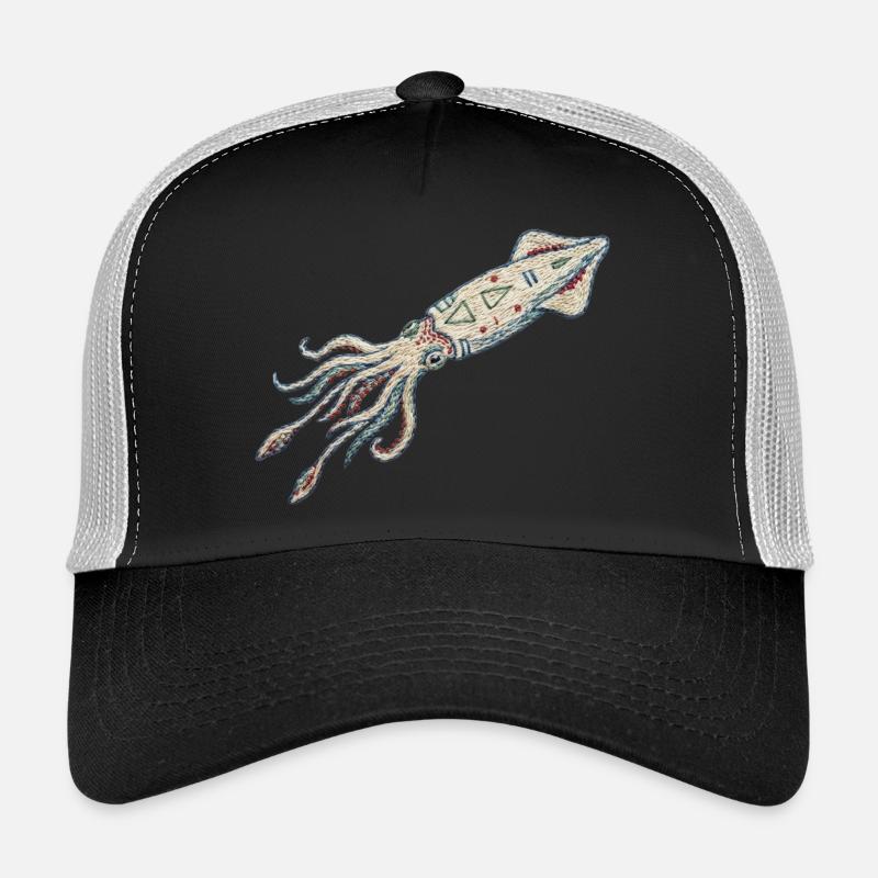 Embroidered squid – sea design (printed) Trucker Cap