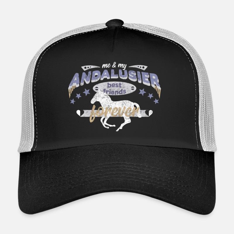 Andalusier Pferd Pferderasse beste Freunde - Trucker Cap - Schwarz/Steingrau