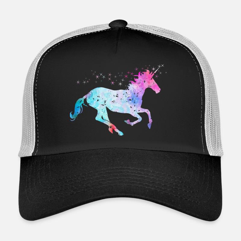 Einhorn mit Glitzer - Trucker Cap - Schwarz/Steingrau