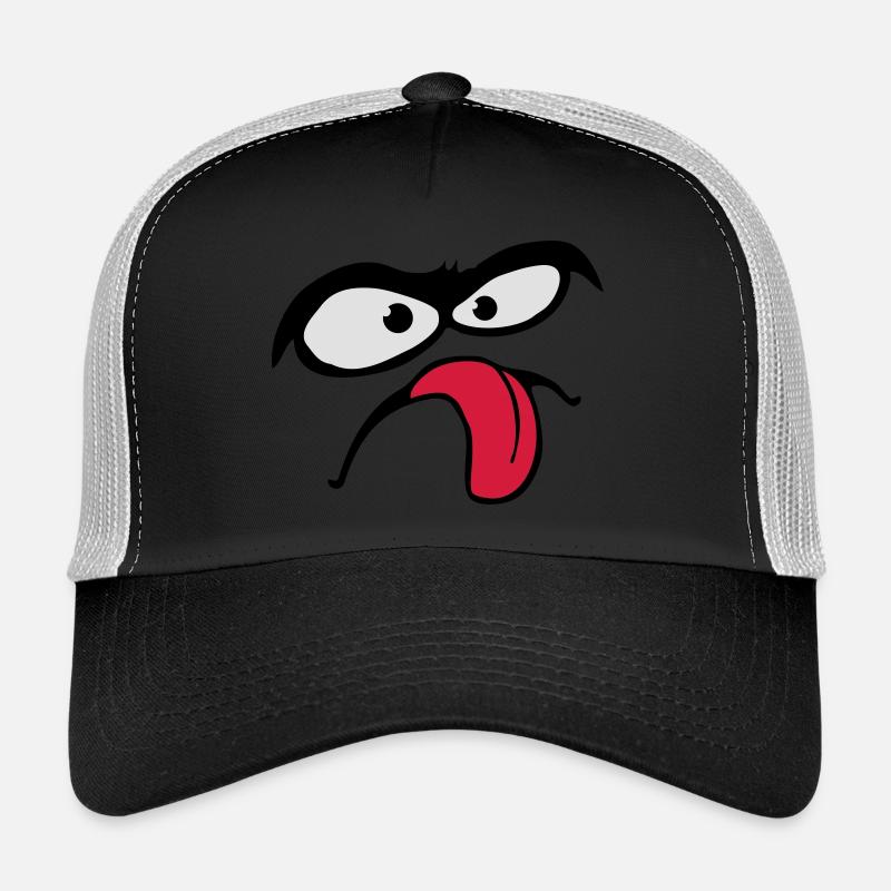 Sourcils épais Visage comique Langue Sortir - Casquette trucker  - noir/gris pierre