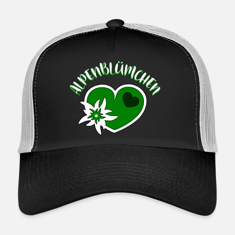 Edelweiss Herz Trachten Dirndl Alpenblümchen - Trucker Cap - Schwarz/Steingrau