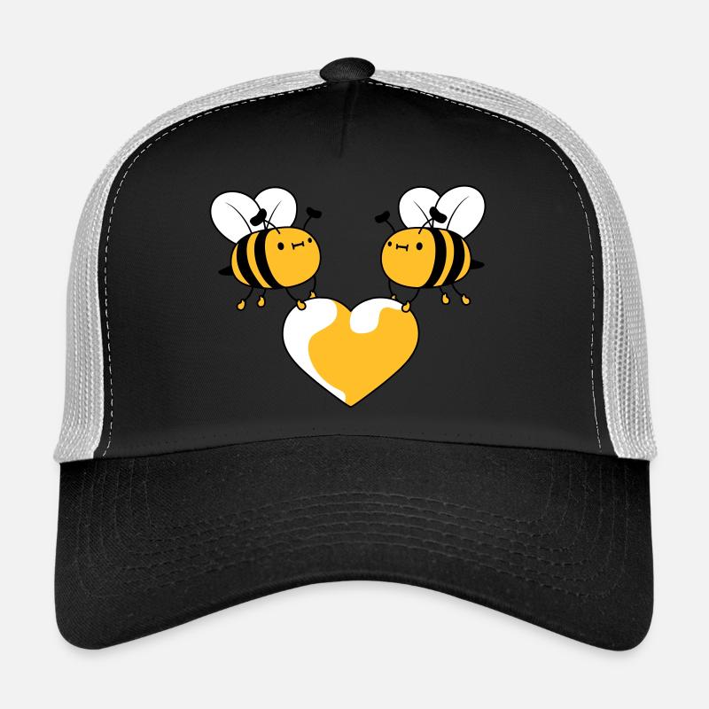 2 abeilles amoureuses - Casquette trucker  - noir/gris pierre