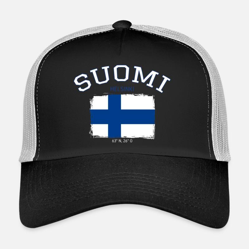 Finnland Flagge mit Helsinki Referenz - Trucker Cap - Schwarz/Steingrau