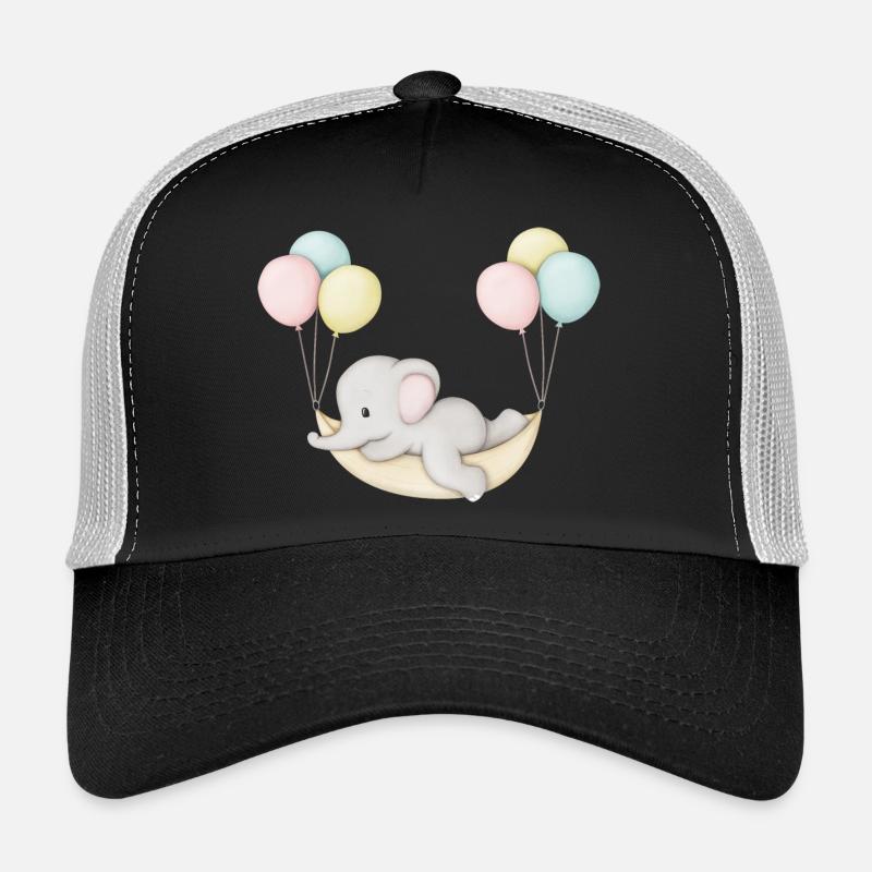 cute baby elephant in hammock - Trucker Cap - black/stone grey