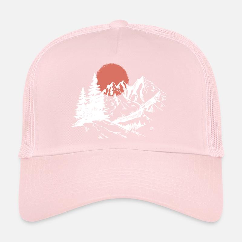 Silhouette du pic du coucher de soleil Casquette trucker 