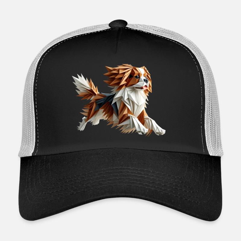 Hund Cavalier König Charles Origami Geometrisch 3D Trucker Cap
