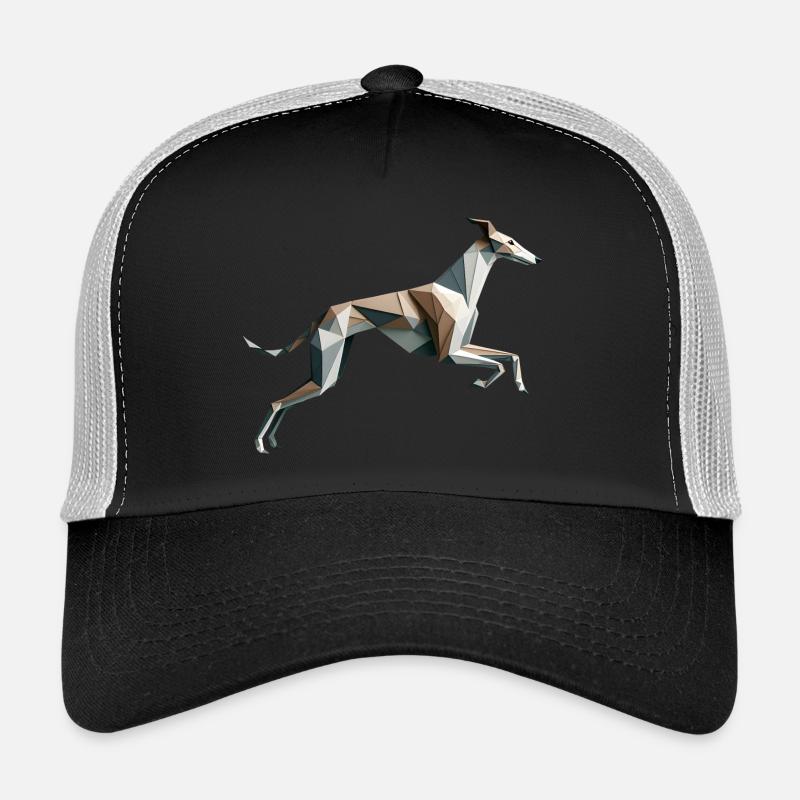 Hound Dog Running Origami Geometric 3D Trucker Cap