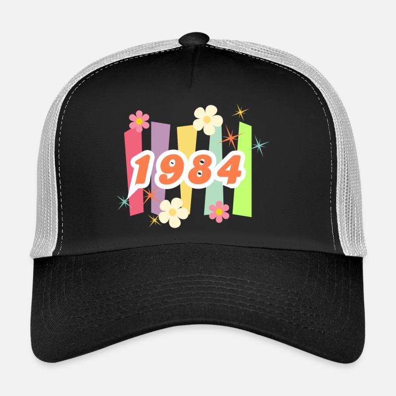 1984 Retro Flowers and Stripes Trucker Cap