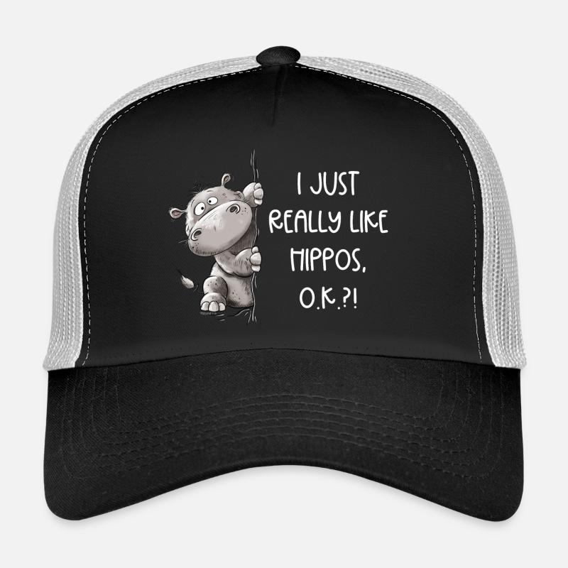 I Just Really Like Hippos I Nilpferd I Flusspferd - Trucker Cap - Schwarz/Steingrau