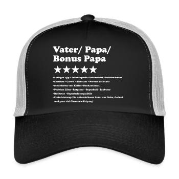 Vater 5 Sterne Bewertung - Trucker Cap - Schwarz/Steingrau - Vorne